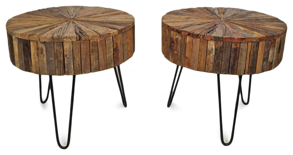 Salvaged Wood Pinwheel Side Table