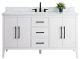 Vanity Art Bathroom Vanity With Sink, White, 60", Single Sink, Matte Black