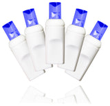 35 5Mm Blue LED Light String 4" Spacing On White Wire