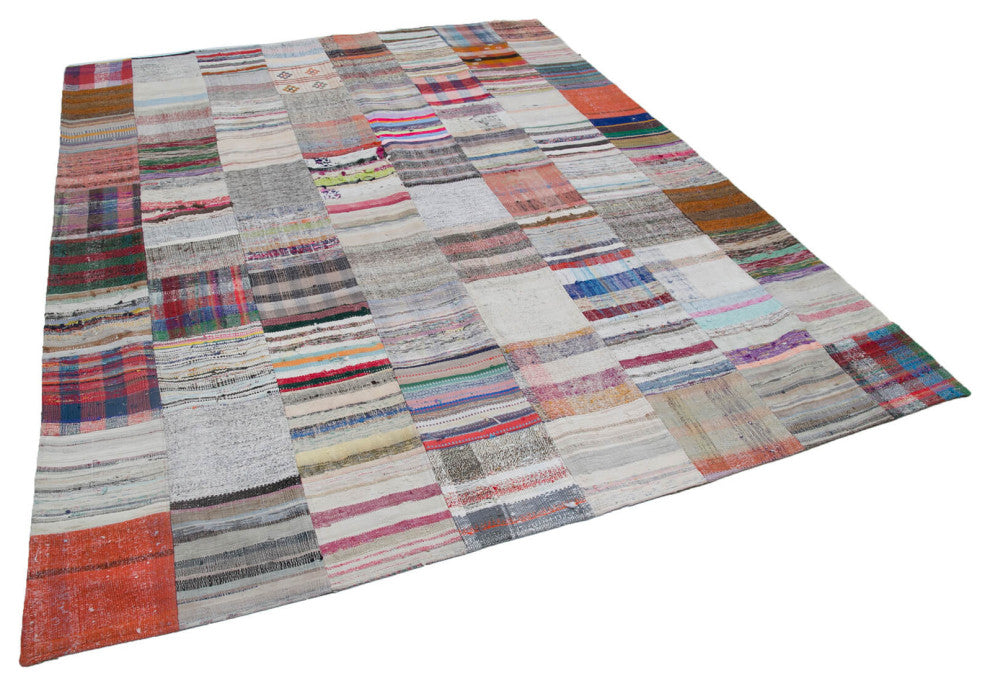 Rug N Carpet - Handmade Turkish 7' 9'' x 9' 10'' Tribal Patchwork Kilim Rug