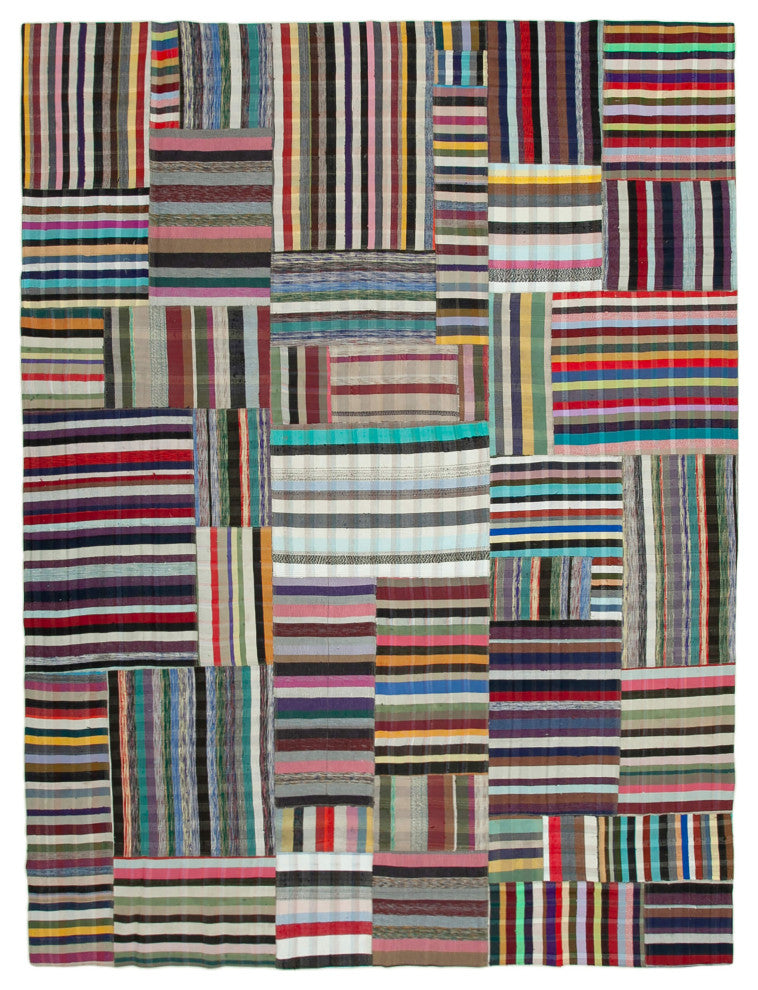 Rug N Carpet - Handmade Oriental 10' 0'' x 13' 2'' Vintage Patchwork Kilim Rug
