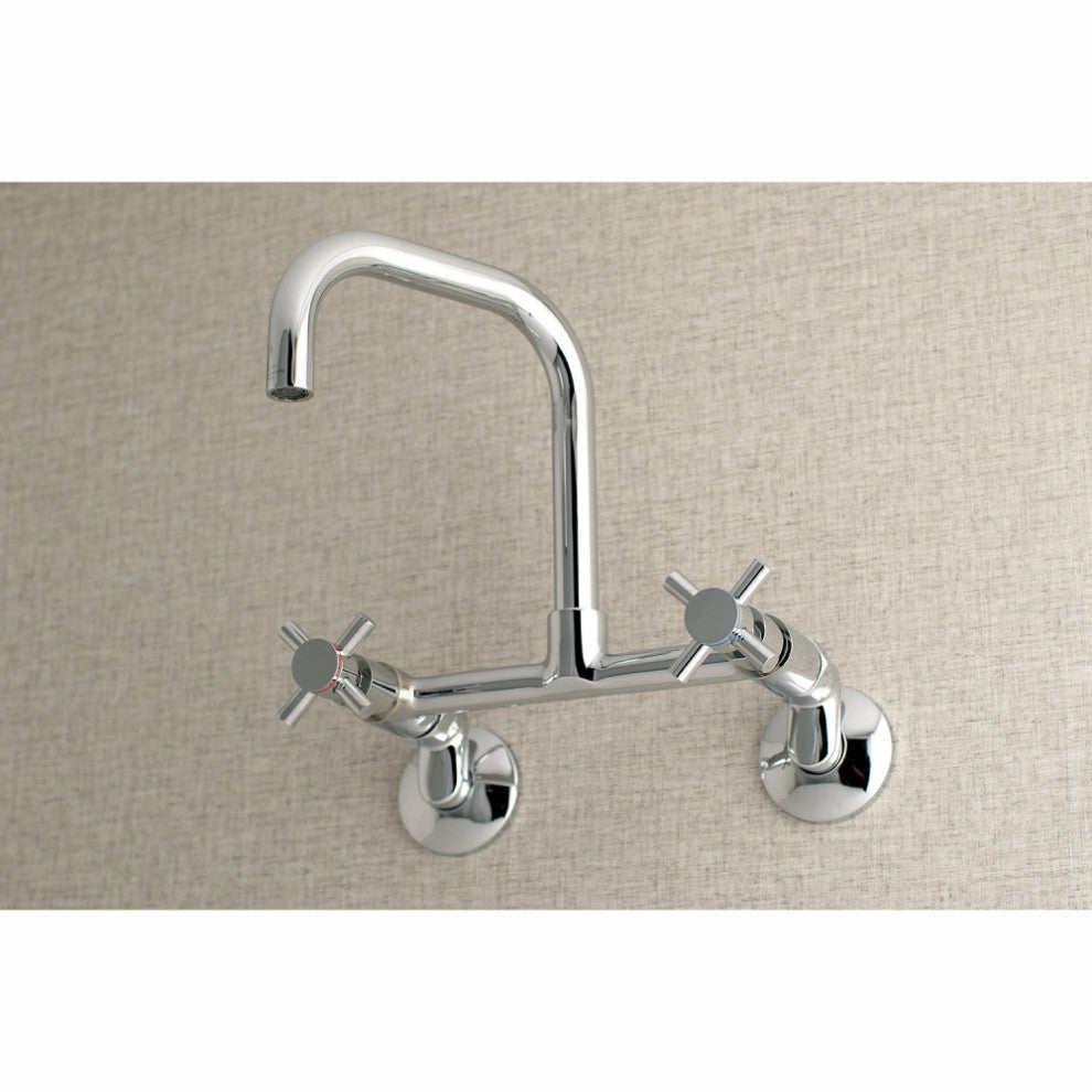 Kingston 8" Adjustable Center Wall Mount Kitchen Faucet, Polished Chrome