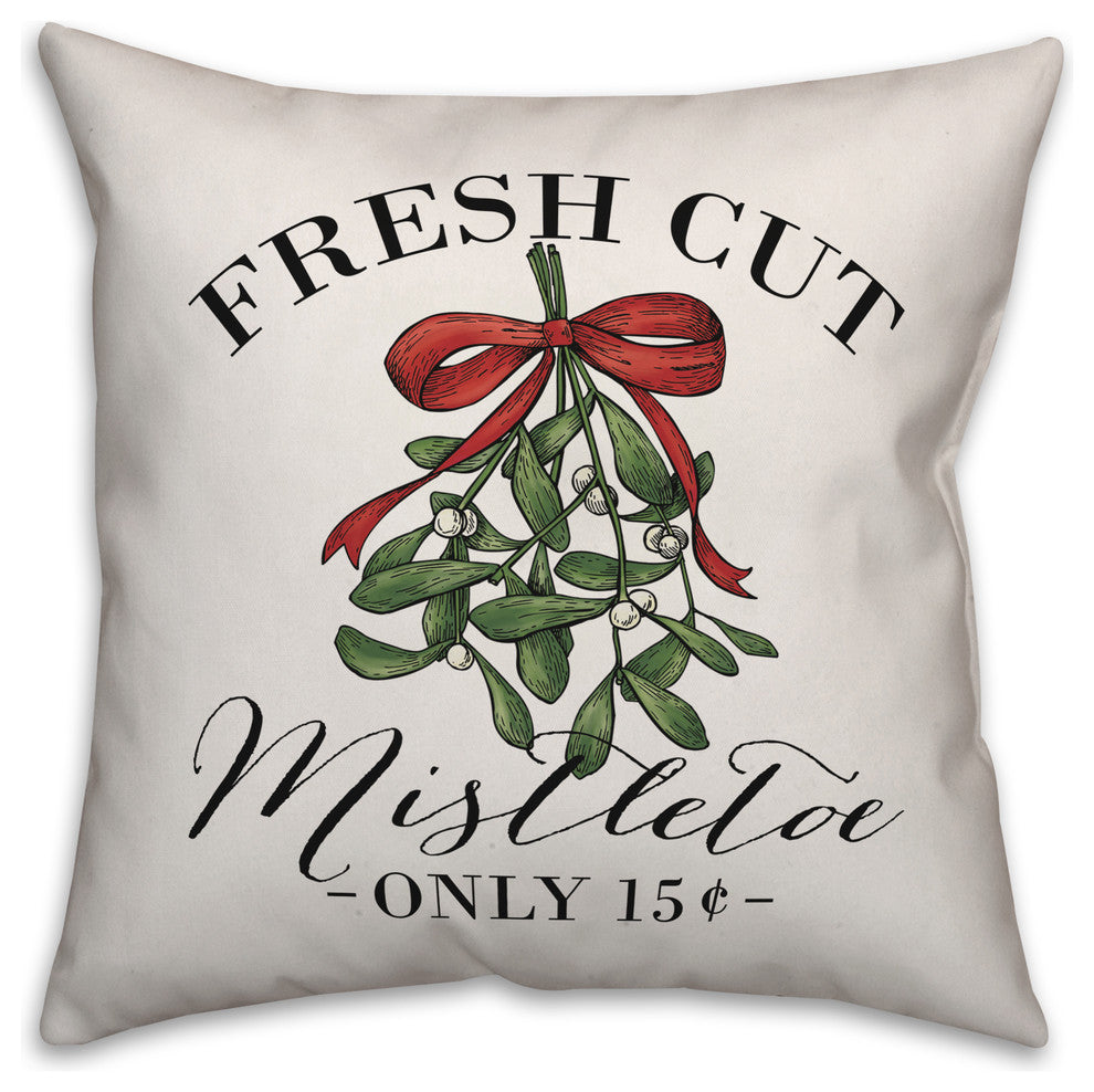 Fresh Cut Mistletoe 18"x18" Indoor / Outdoor Throw Pillow