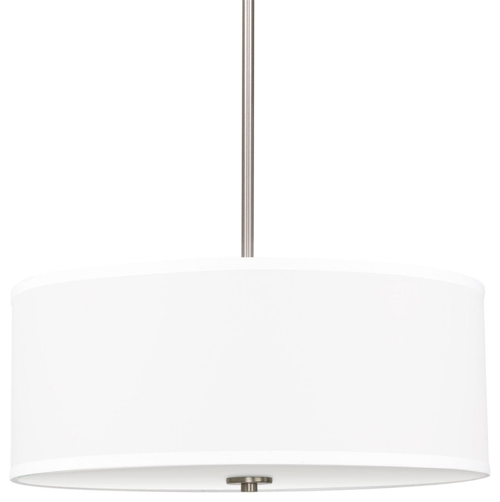 Kira Home Nolan 18" Drum Pendant Chandelier, White Fabric Shade, Round Glass