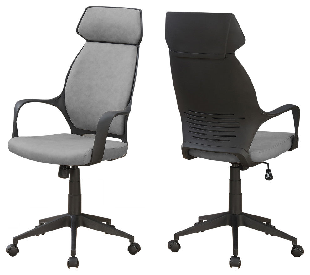 26"x25"x96" Gray Foam Polypropylene Microfiber High Back Office Chair