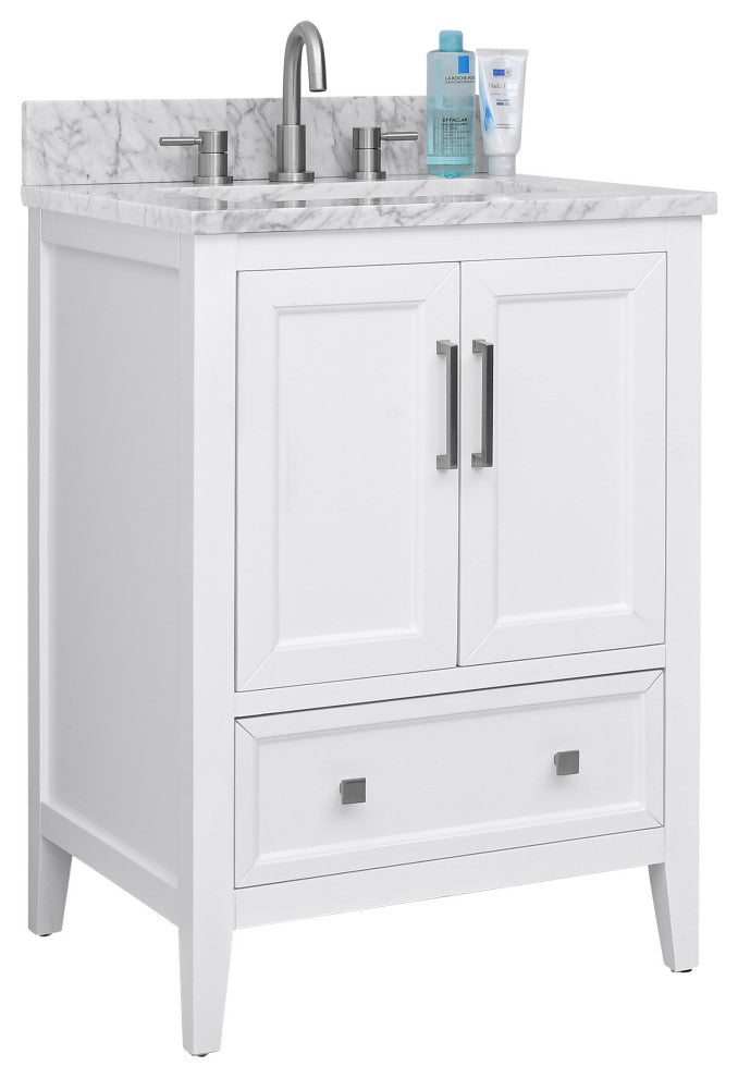 Avanity Everette 24" Vanity Combo in White and Carrara White Marble Top
