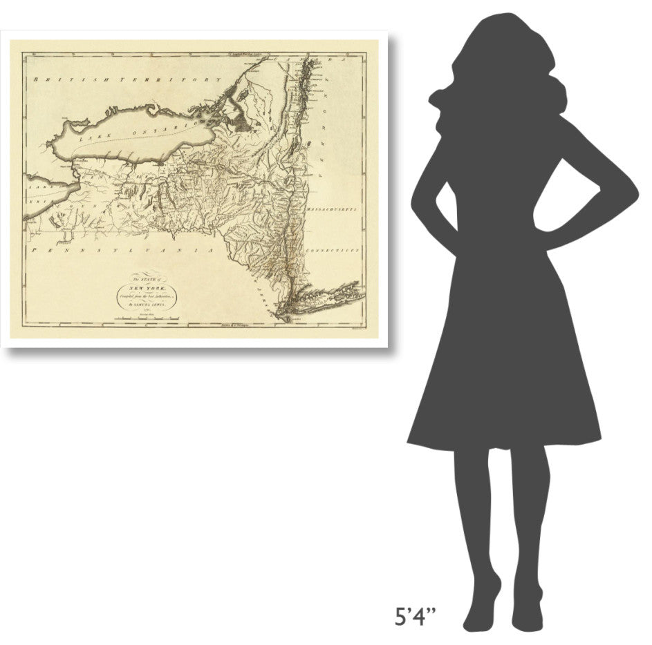 "State of New York, 1795" Digital Paper Print by Mathew Carey, 42"x34"