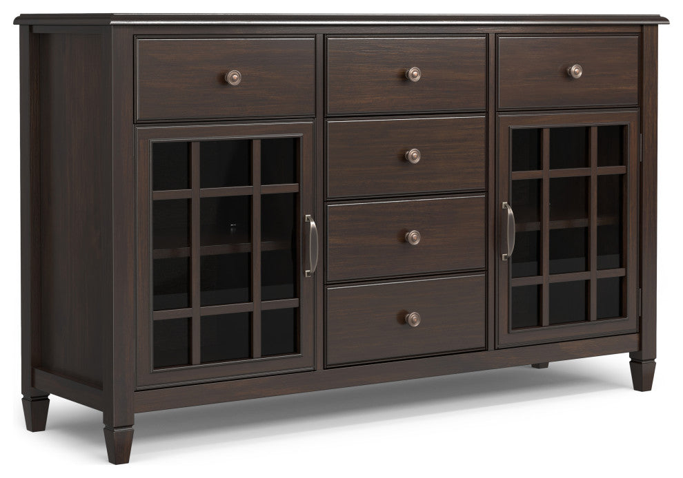 Connaught Solid Wood Sideboard Buffet, Chestnut Brown