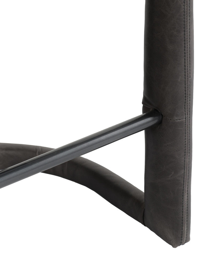 Kosas Home Archie 26" Distressed Leather Counter Stool, Charcoal