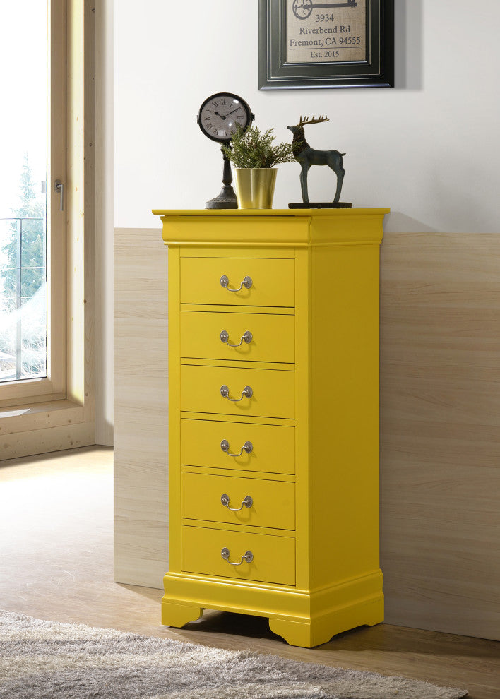 Louis Phillipe Yellow 7 Drawer Chest of Drawers, 22, L. X 16, W. X 51, H.