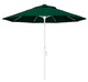 9' White Collar Tilt Lift Fiberglass Rib Aluminum Umbrella, Forest Green