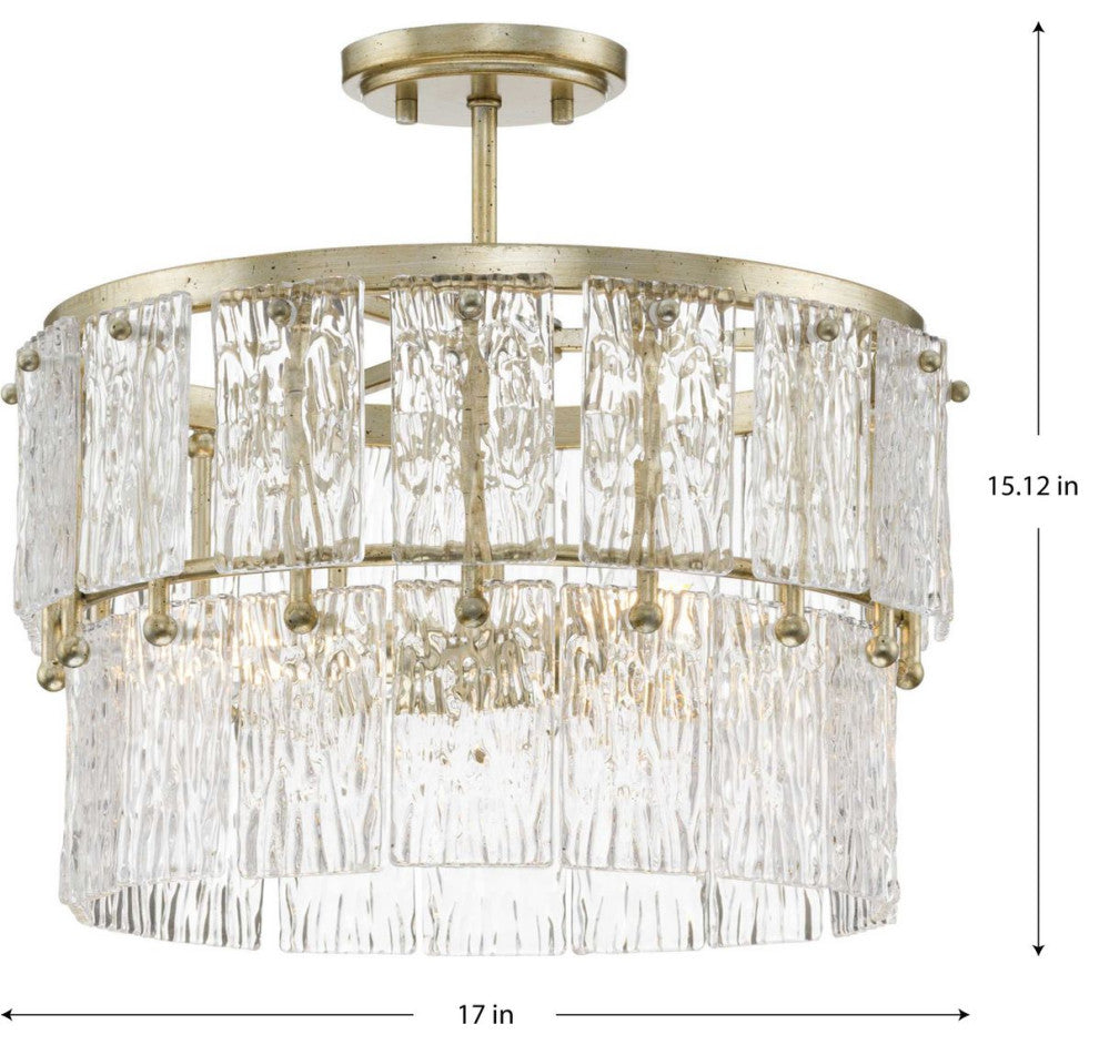 Chevall Collection 3-Light Modern Organic Pendant, Gilded Silver