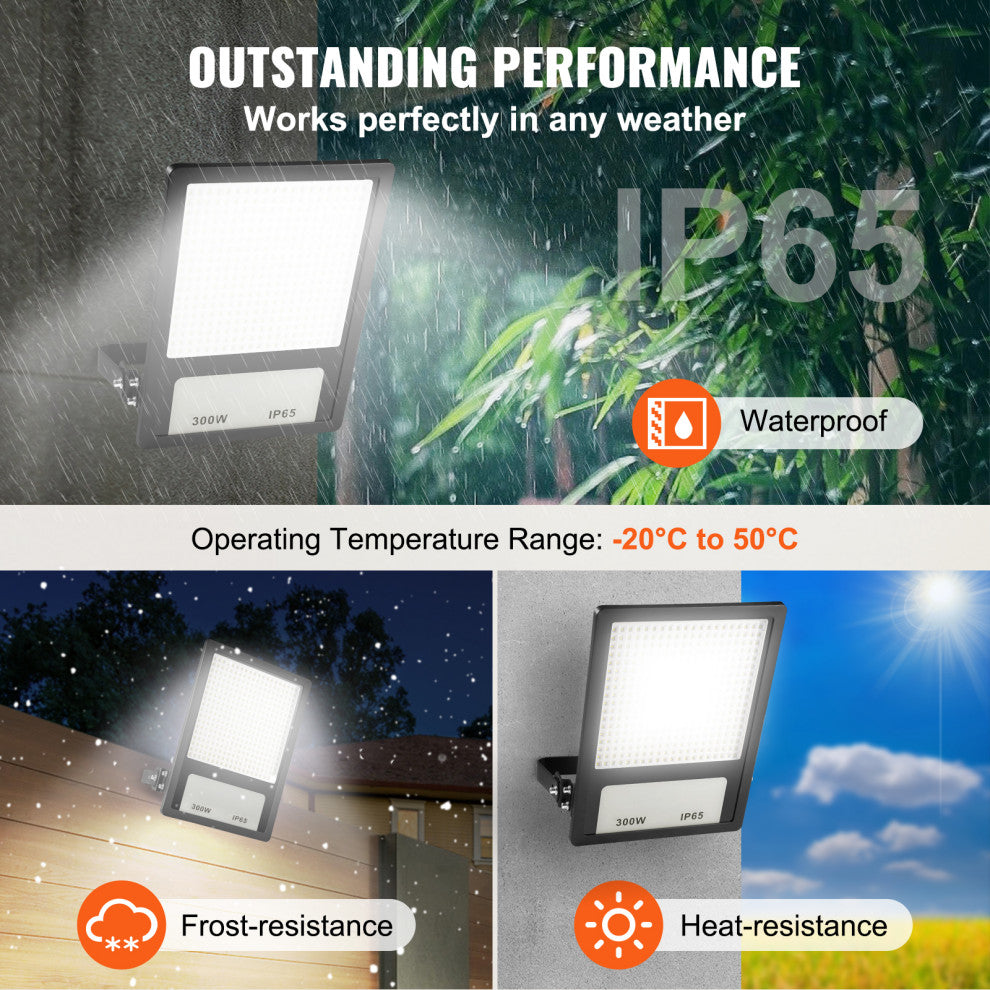 VEVOR LED Stadium Light 300W 35000LM LED Flood Light 6500K Daylight White IP65