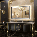 LED Vanity Mirror With Lights Metal Framed Front & Backlit, Dimmable, Black, 40x24