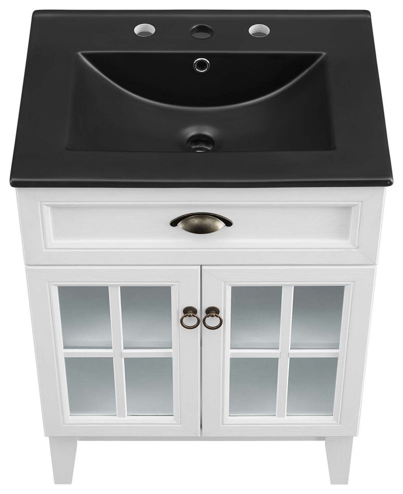 Isle 24" Bathroom Vanity Cabinet White Black -5476