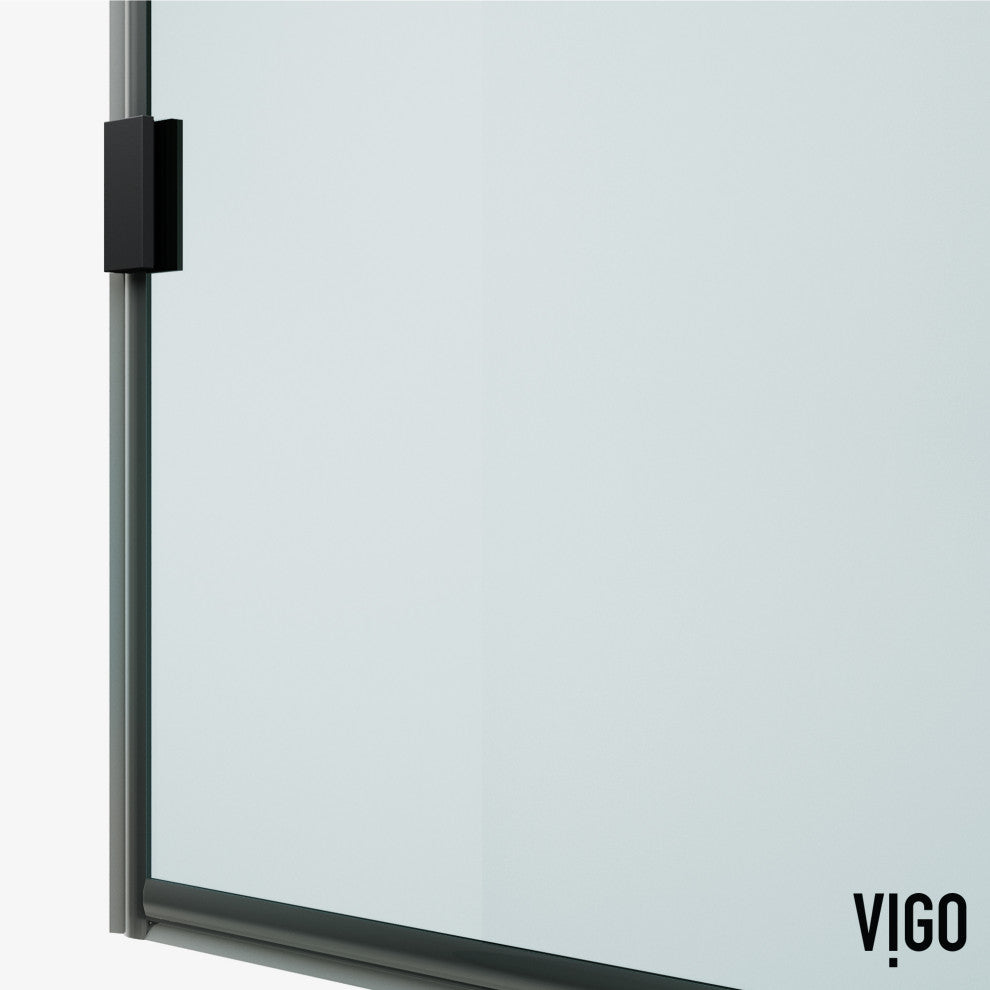 VIGO Arden 34" W x 78" H Frameless Fixed Shower Screen, Framed, Matte Black, Clear Glass