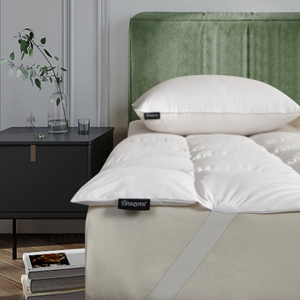 Beautyrest Tencel and Cotton Breathable RDS Down Mattress Topper, Queen