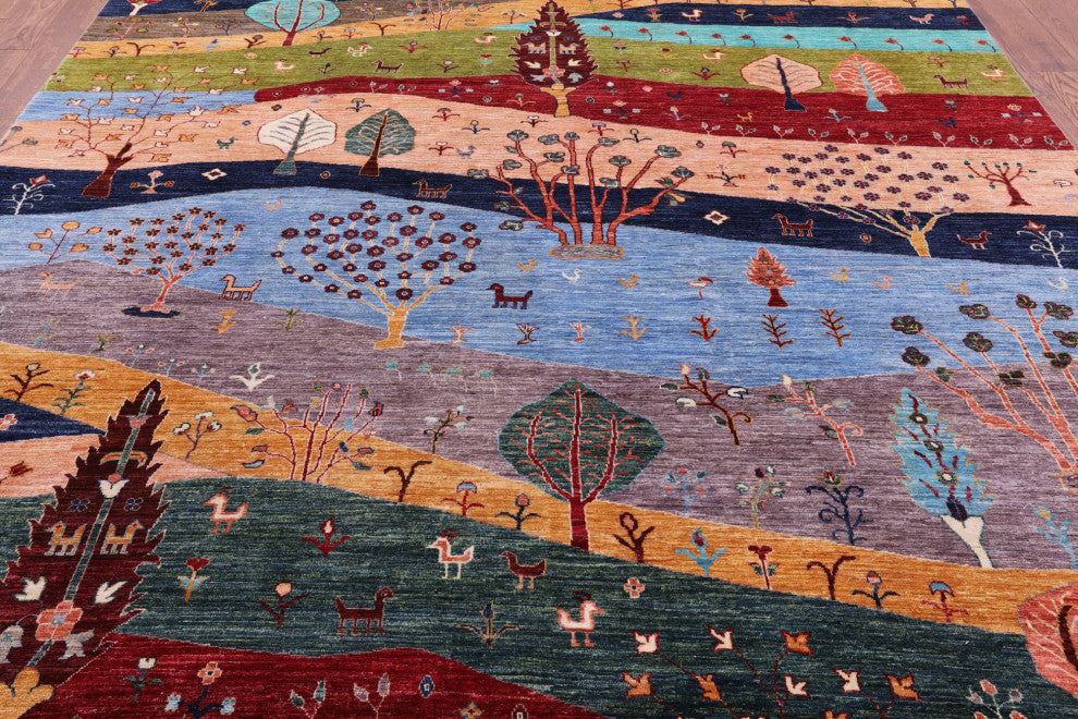 9' 0" X 11' 7" Hand Knotted Tribal Persian Gabbeh Wool Rug - Q12807