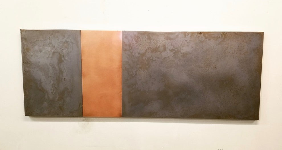 Light Pewter Steel and Copper Headboard, King