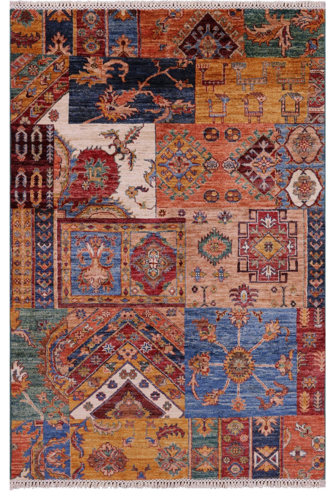 4' 2" X 6' 3" Handmade Super Kazak Wool Rug Q11263