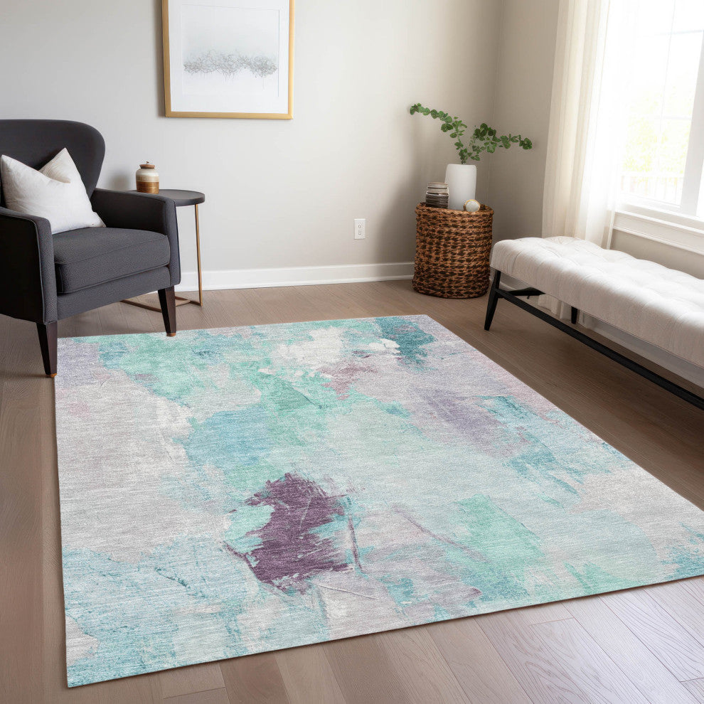 Machine Washable Indoor/Outdoor Chantille ACN1914 Teal 2'6" x 3'10" Rug
