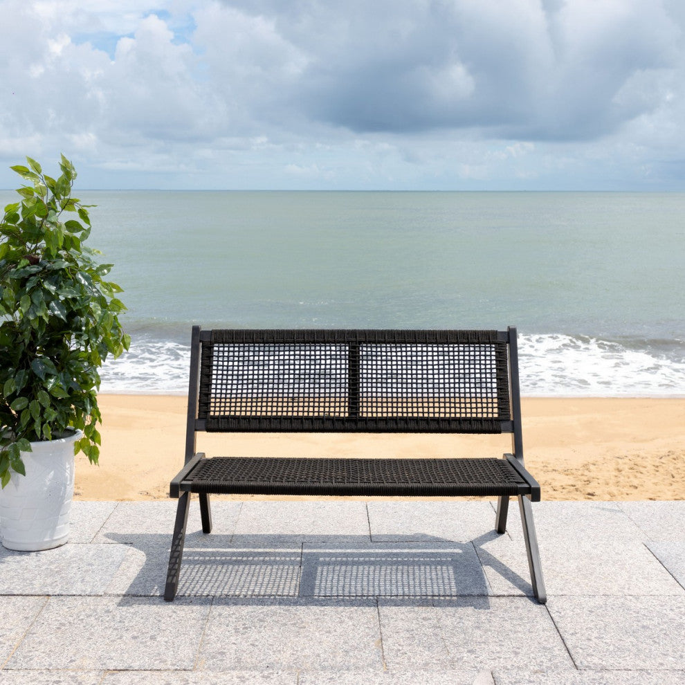Safavieh Kobina Outdoor Bench Black/Black Rope