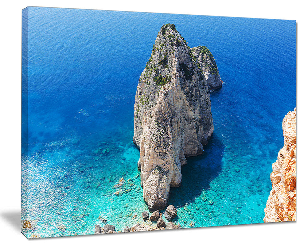 "Zakynthos Beautiful Rocky Coast" Seashore Canvas Art, 20"x12"