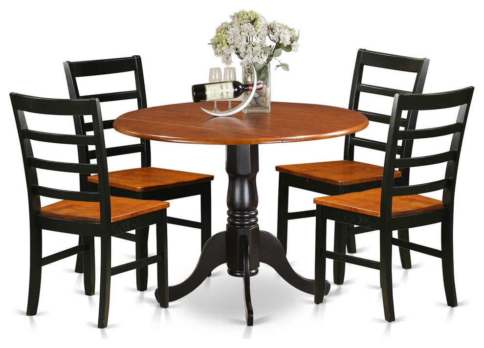 Dlpf5-Bch-W 5 Pc Kitchen Table Set -Dining Table And 4 Wooden Kitchen Chairs