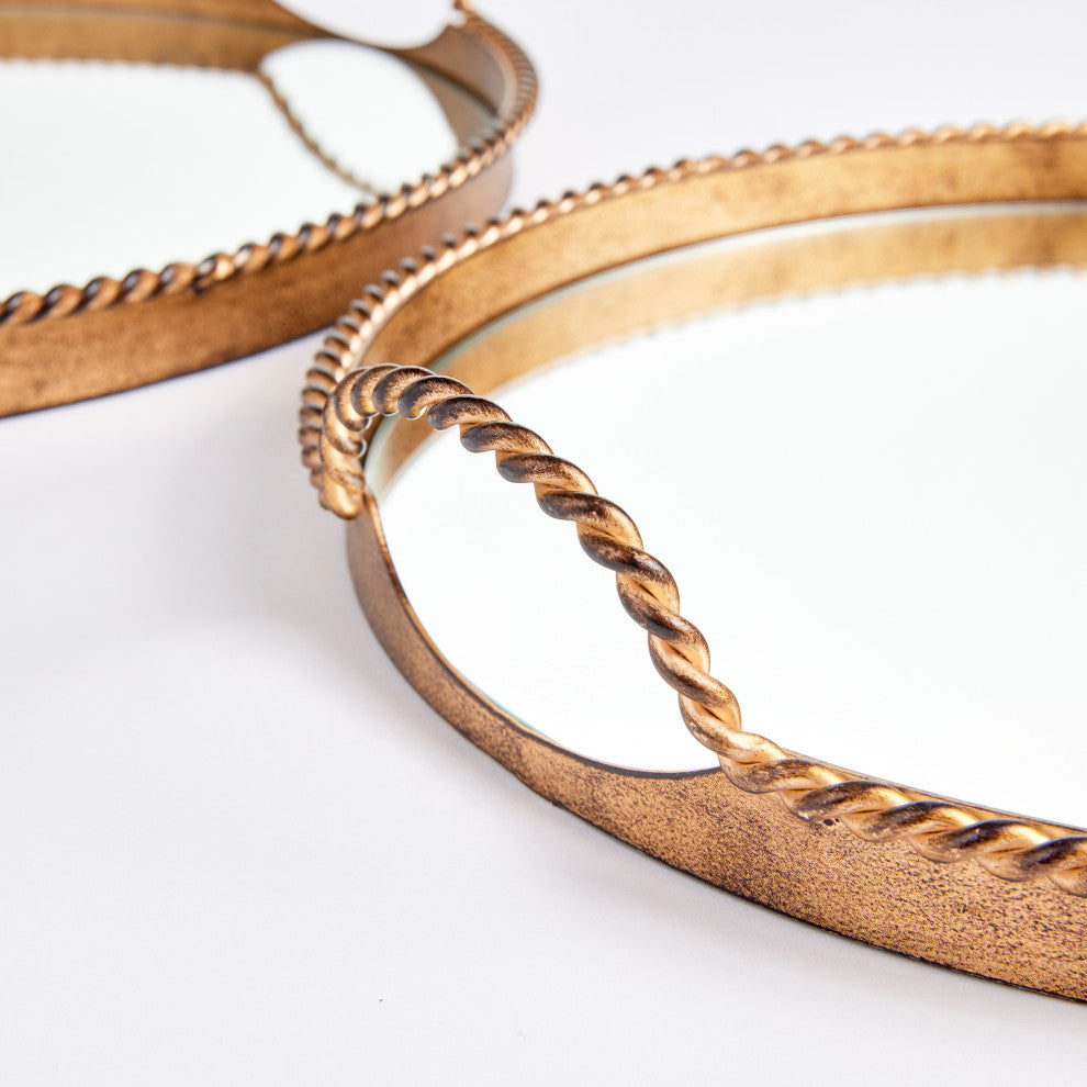 Braiden Decorative Mirrored Trays, Set of 2