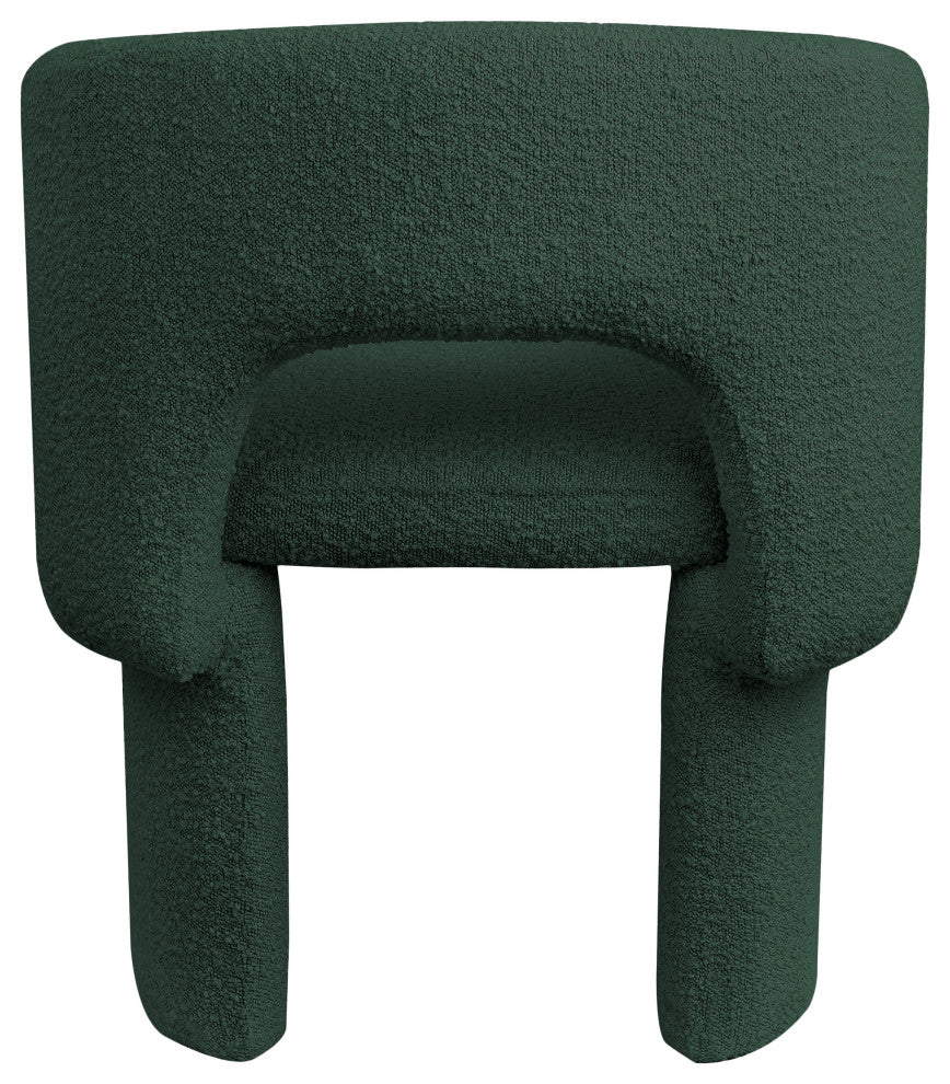 Emmet Boucle Fabric Dining Chair / Accent Chair, Green, Boucle Fabric