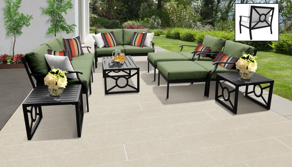 kathy ireland Madison Ave. 12 Piece Aluminum Patio Furniture Set 12h, Forest