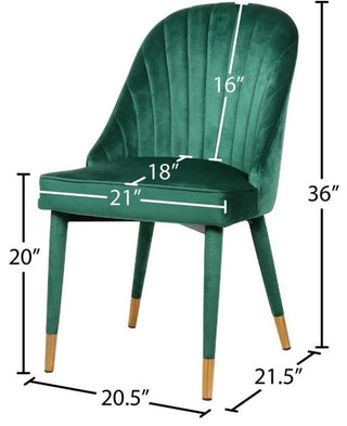 Pemberly Row 19.7" Contemporary Velvet Dining Chair in Green (Set of 2)