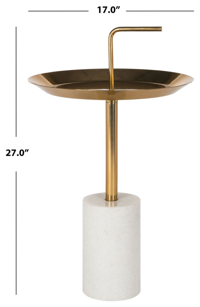 Safavieh Apollo Round Brass Top Side Table, White/Brass