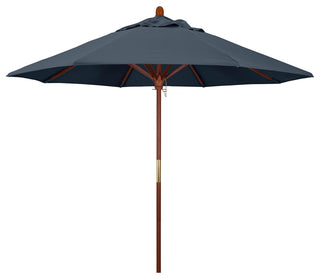 9' Square Push Lift Wood Umbrella, Sapphire Pacifica