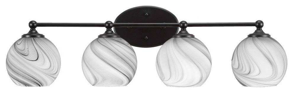 Capri 4-Light Bath Bar, Matte Black/Onyx Swirl