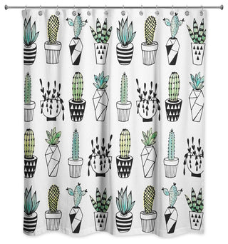 Potted Cacti Print 71x74 Shower Curtain