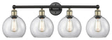 Athens 4-Light 35" Bath Vanity Light, Black Antique Brass, Clear