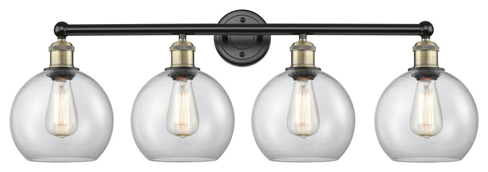 Athens 4-Light 35" Bath Vanity Light, Black Antique Brass, Clear