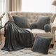 Tip Printing Light Faux Fur Throw, Black, 50"x60"