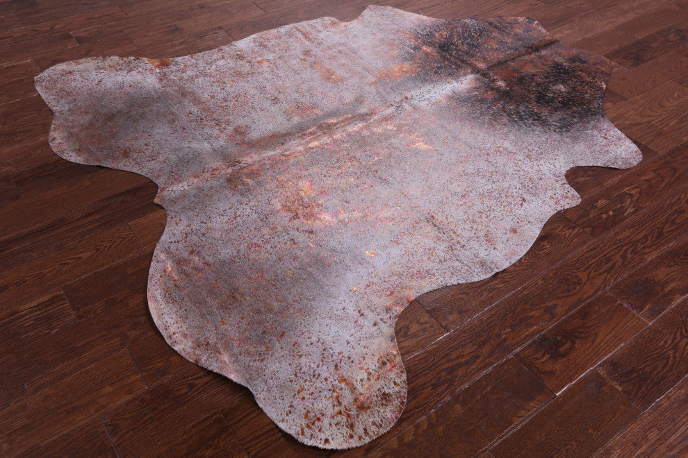 Coral Metallic Cowhide Rug 6' 5" X 5' 1" C2131