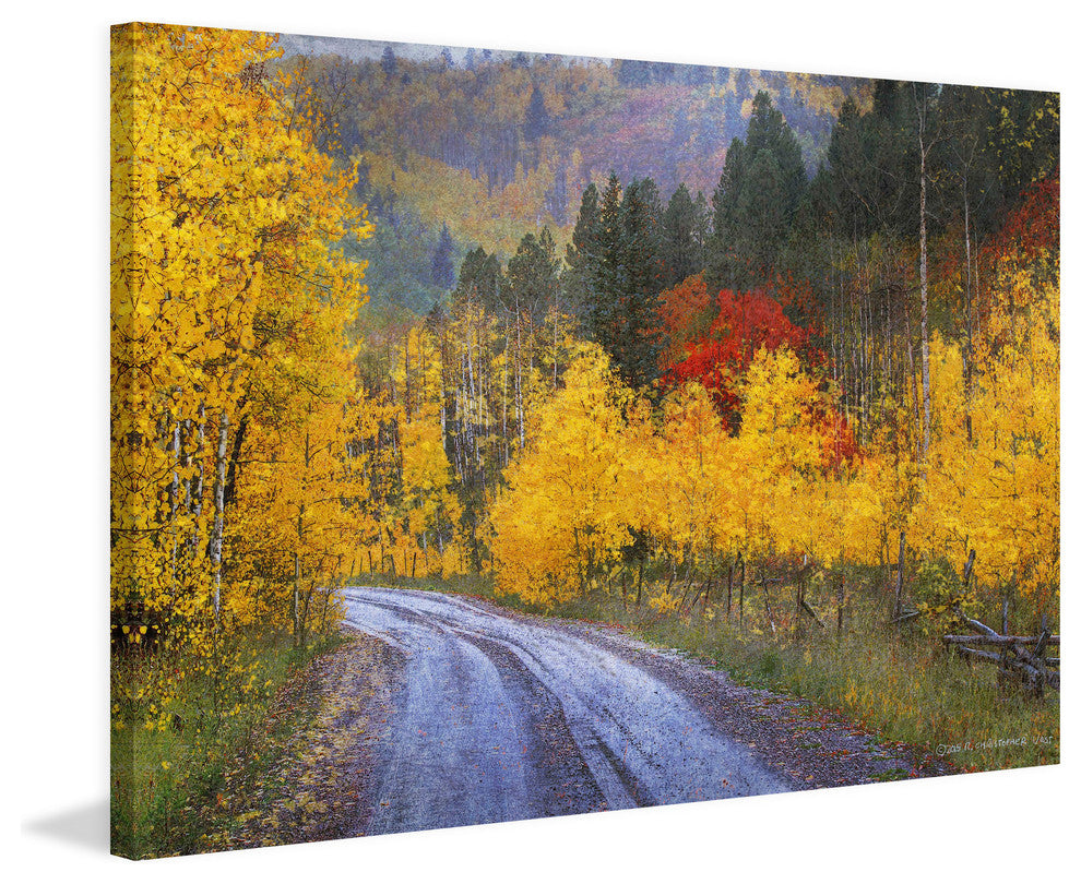 "Wet Road Peak of Autumn" Painting Print on Canvas by Chris Vest