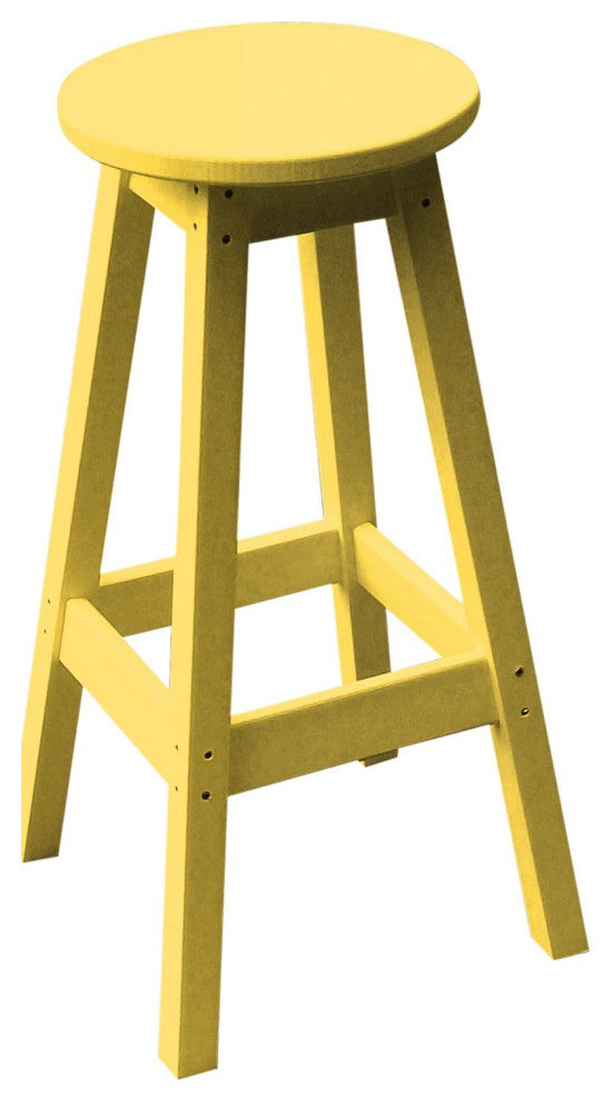 Poly Lumber Bar Stool, Lemon Yellow, Bar Height, Round