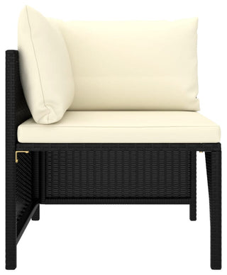 vidaXL 5 Piece Patio Sofa Set With Cushions Black Poly Rattan