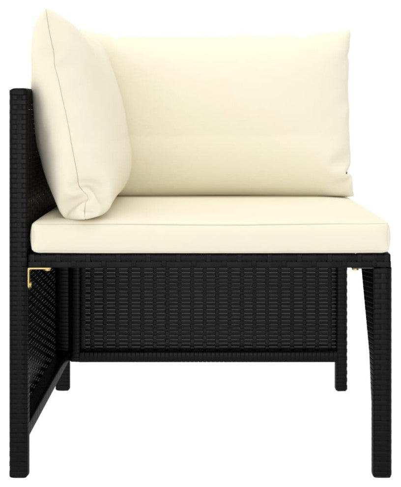 vidaXL 5 Piece Patio Sofa Set With Cushions Black Poly Rattan