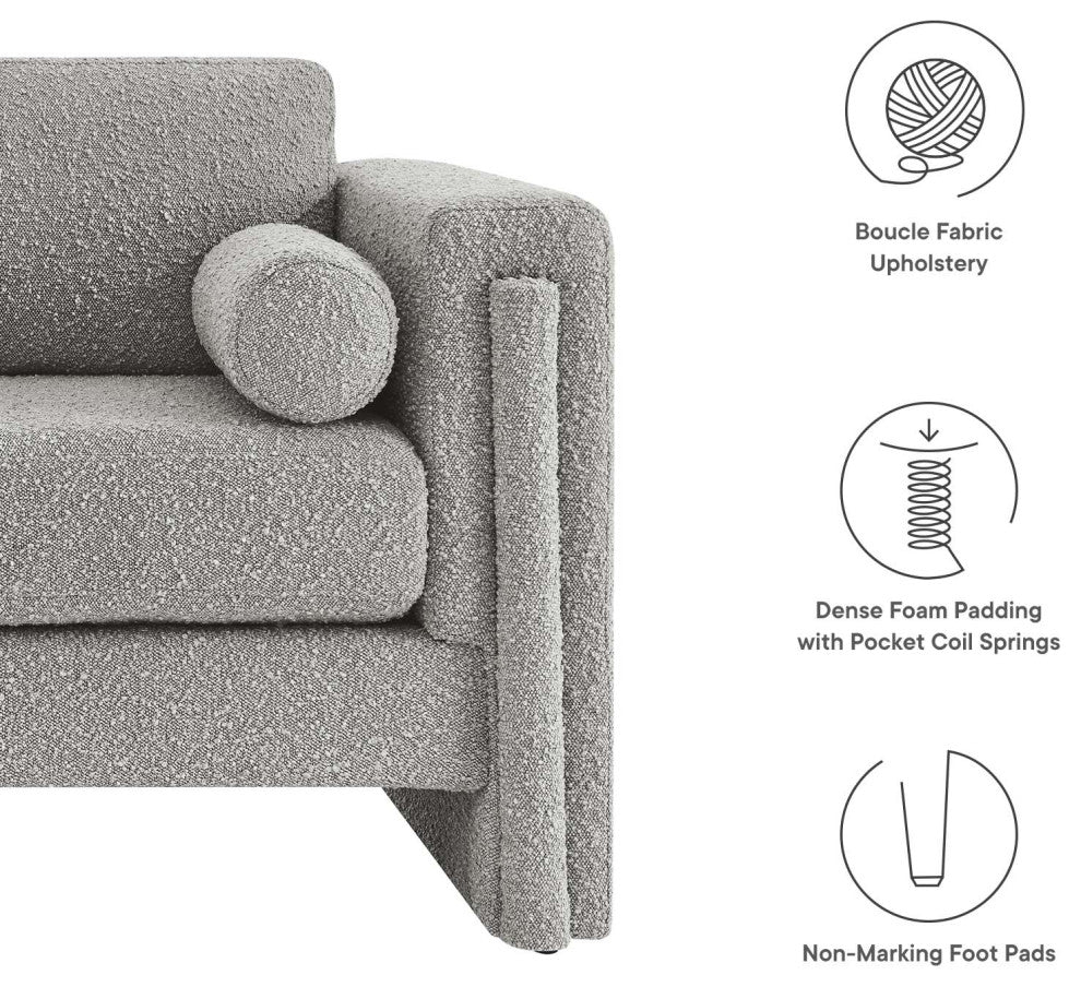 Visible Boucle Fabric Loveseat - Light Gray