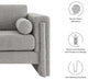 Visible Boucle Fabric Loveseat - Light Gray