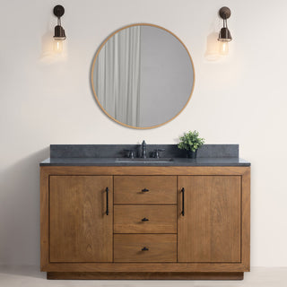 Vanity Art Bathroom Vanity With Sink, Tan, 60" Single, Black Limestone Top