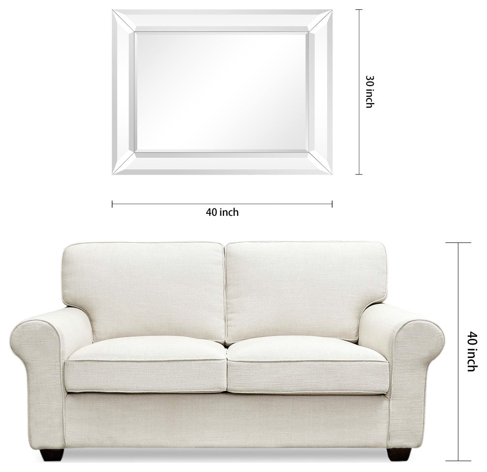 Rectangular Beveled Diamond Silver Framed Wall Mirror