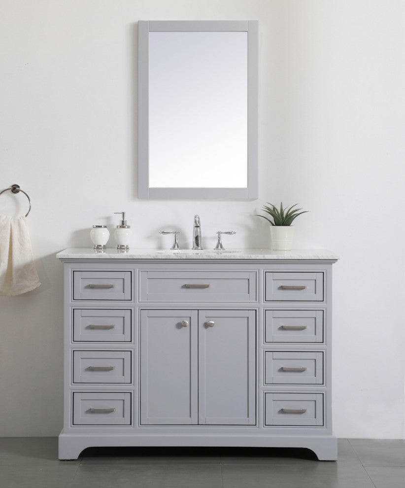Amber Single Bathroom Vanity, Blue, Light Grey, 48"