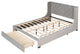 Queen Upholstered Platform Bed with Wingback Headboard and Drawer, Gray